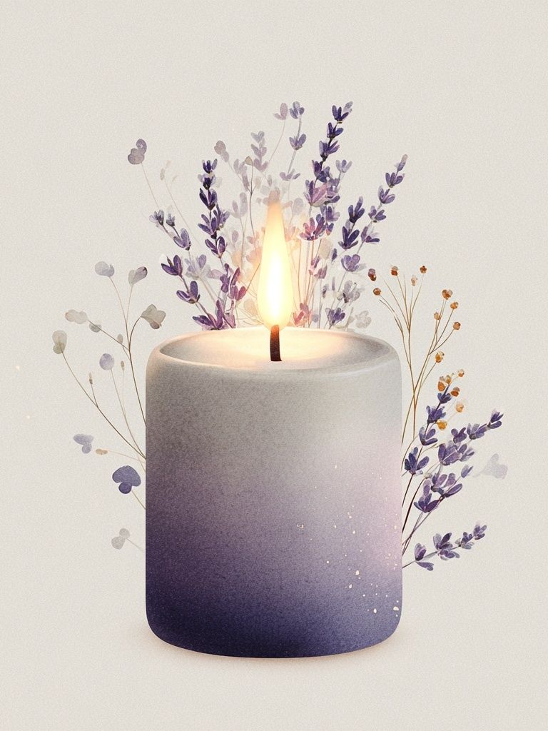 Lavender Candle — Botanical Print. poster detail