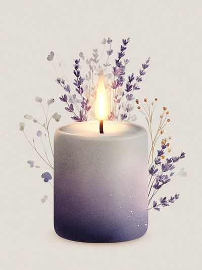 Lavender Candle — Botanical Print. poster