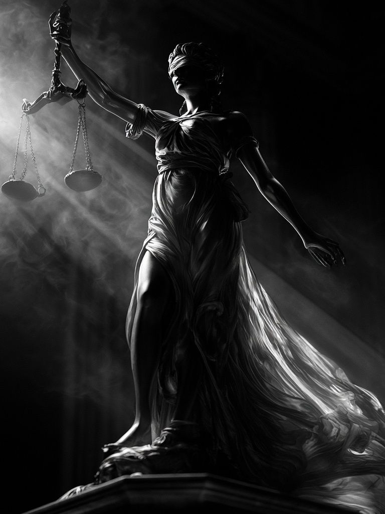 Lady Justice Black White Print. poster detail