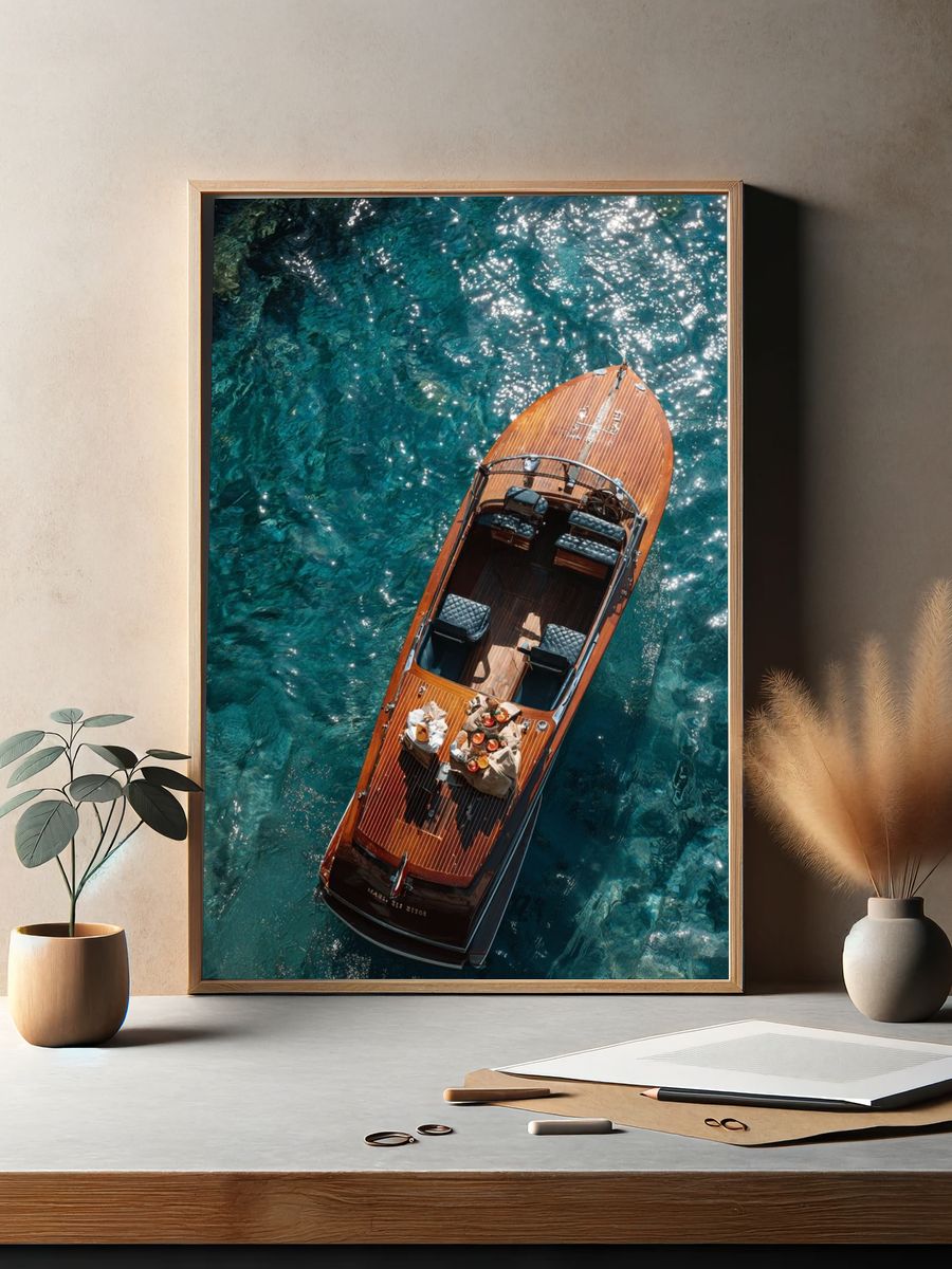 Luxury Boat on Clear Water — Photography Print. — room view 2