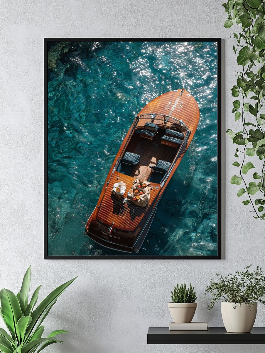 Luxury Boat on Clear Water — Photography Print. — room view 4