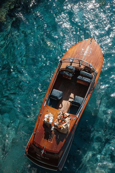 Luxury Boat on Clear Water — Photography Print. poster