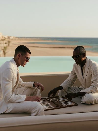 Luxury Backgammon by the Sea Poster. poster