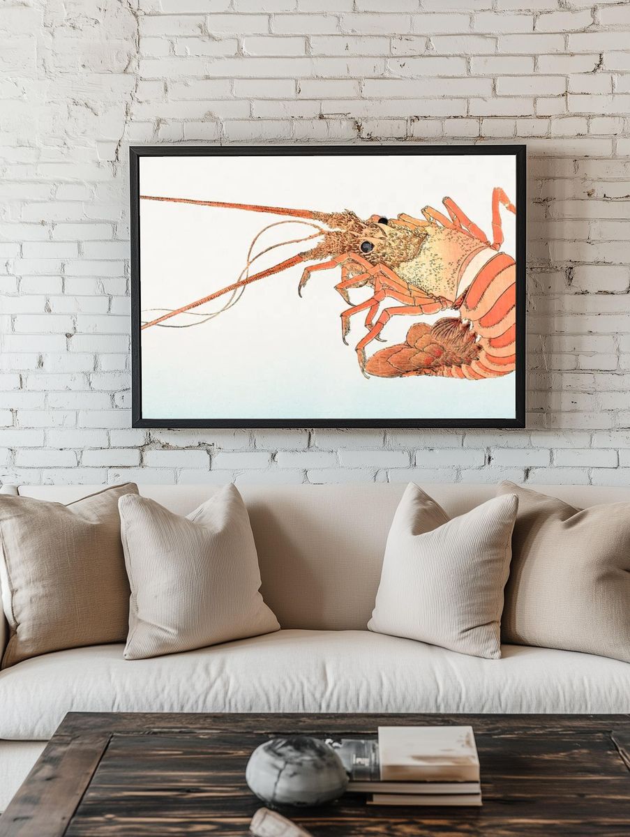 Detailed Lobster Illustration Poster. — room view 1