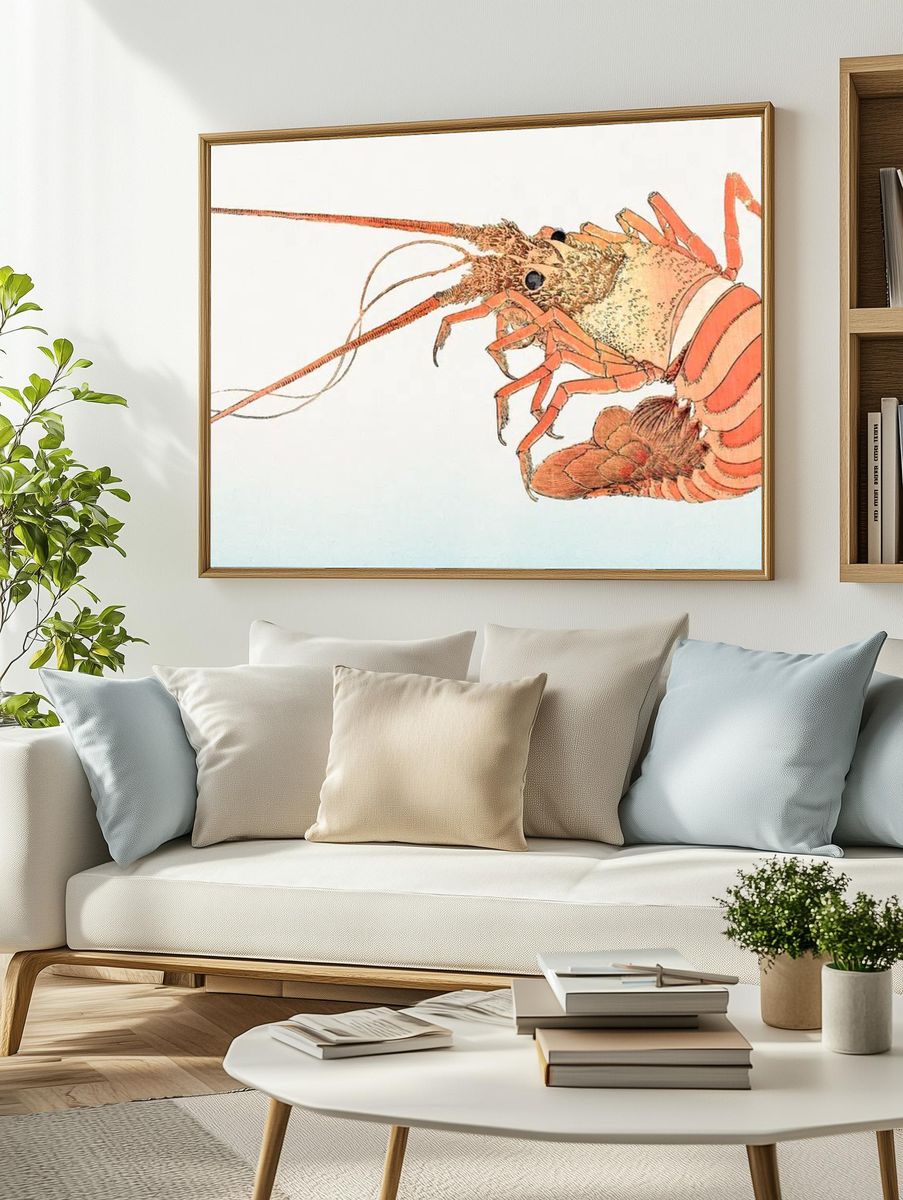 Detailed Lobster Illustration Poster. — room view 2