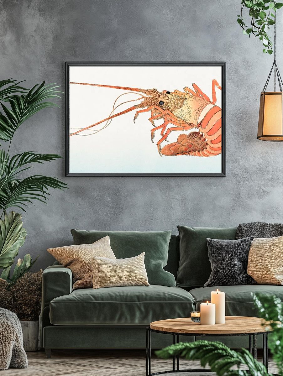 Detailed Lobster Illustration Poster. — room view 4