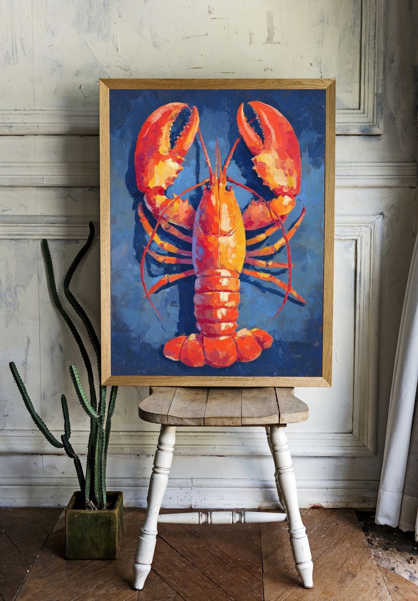 Lobster — Colorful Illustration Print. — room view 1