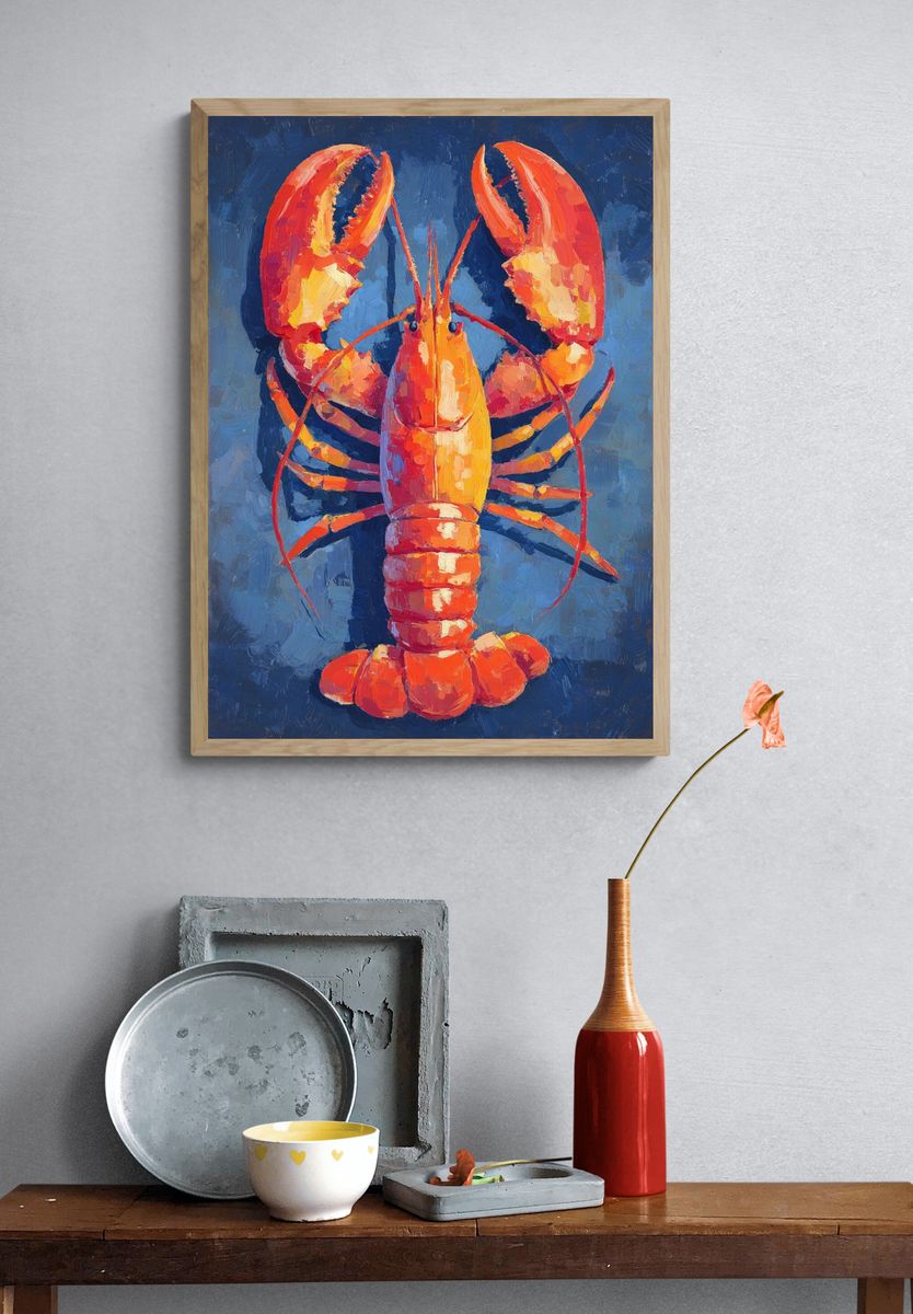 Lobster — Colorful Illustration Print. — room view 3