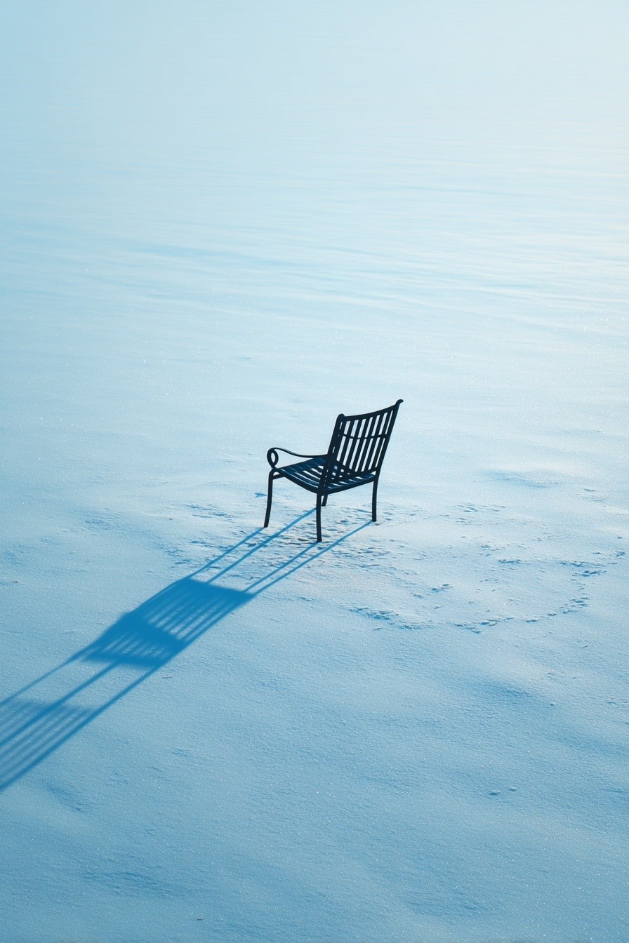 Lonely Chair in Snow — Photography Print. poster detail