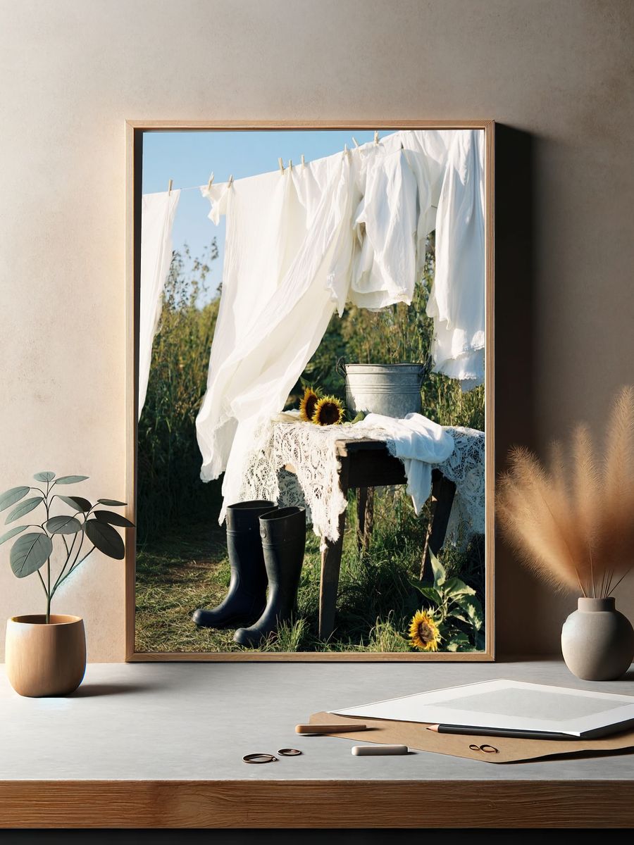 Laundry Day — Vintage Print. — room view 2