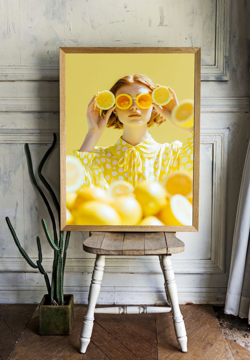 Lemon Portrait Photography Poster. — room view 1
