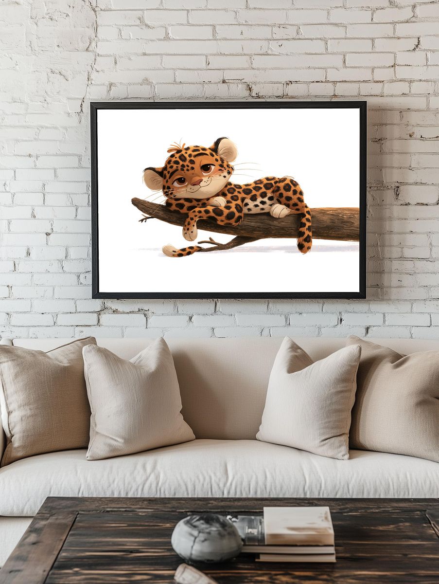 Leopard Cub Illustration Poster. room preview