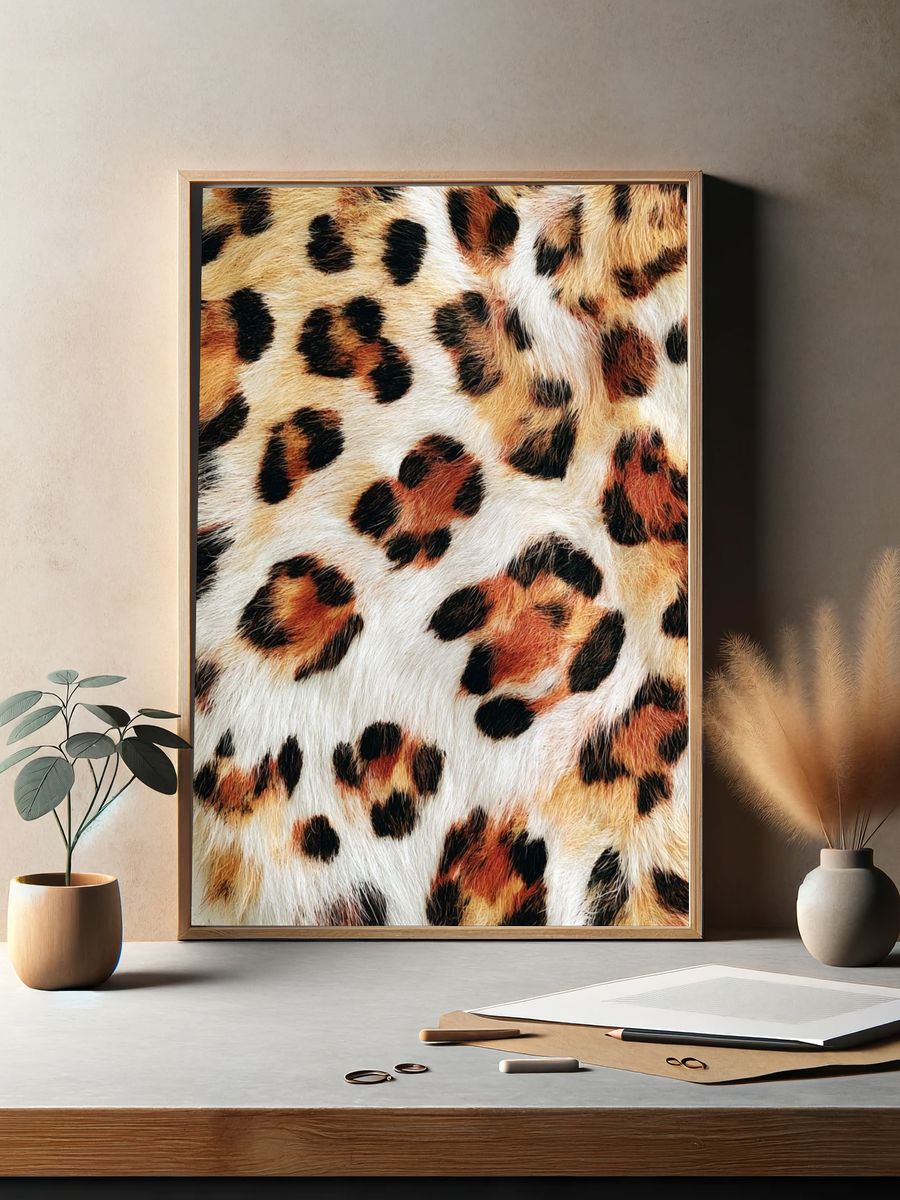 Leopard Fur Texture Photography Poster. — room view 2