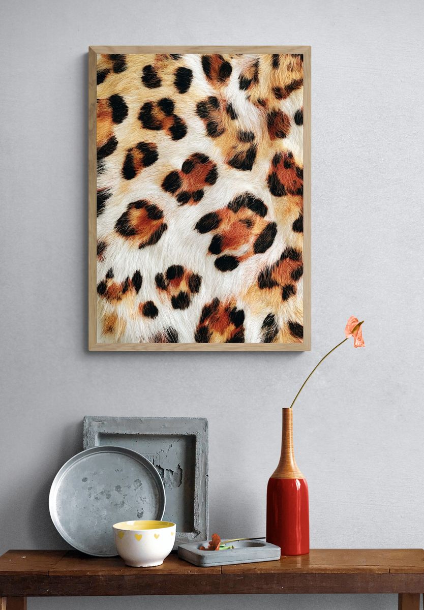 Leopard Fur Texture Photography Poster. — room view 3