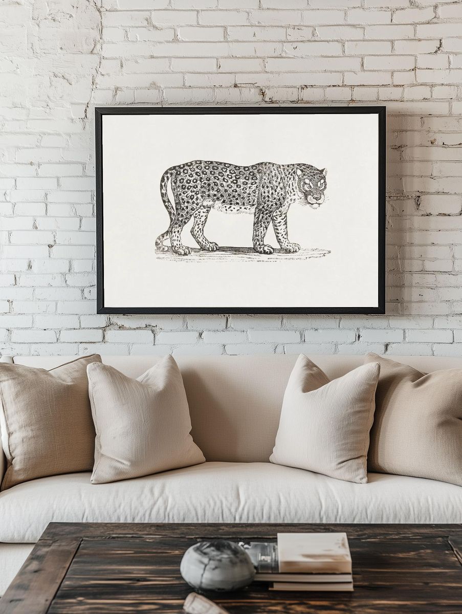 Leopard Engraving Print. — room view 1