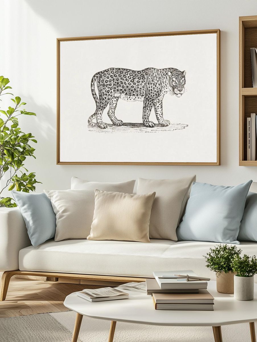 Leopard Engraving Print. — room view 2