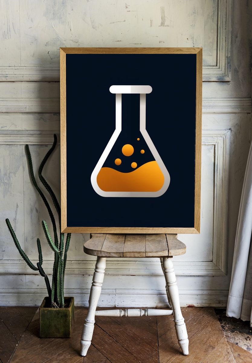 Laboratory Flask Minimalist Print. room preview