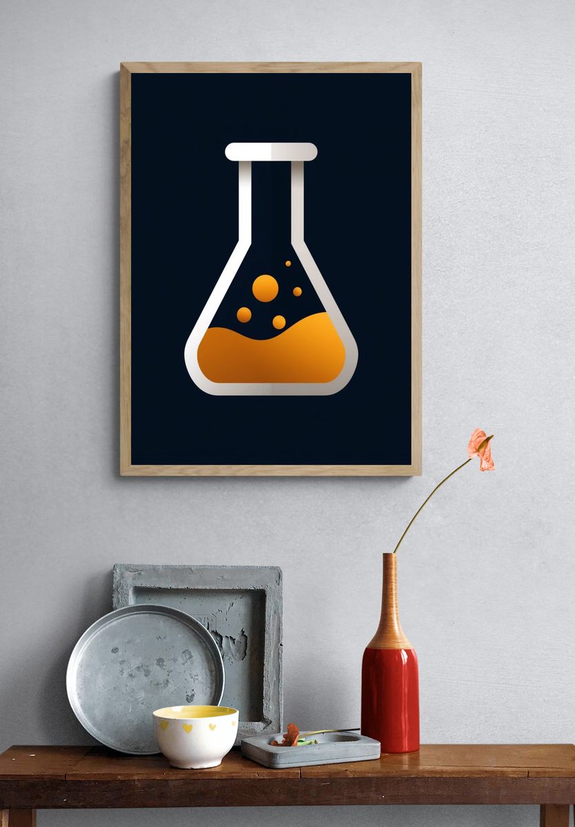 Laboratory Flask Minimalist Print. — room view 3