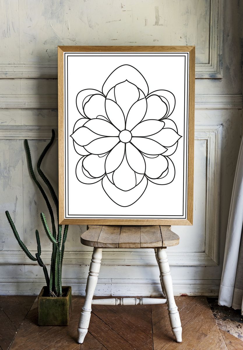 Lotus Flower Line Art Poster room preview