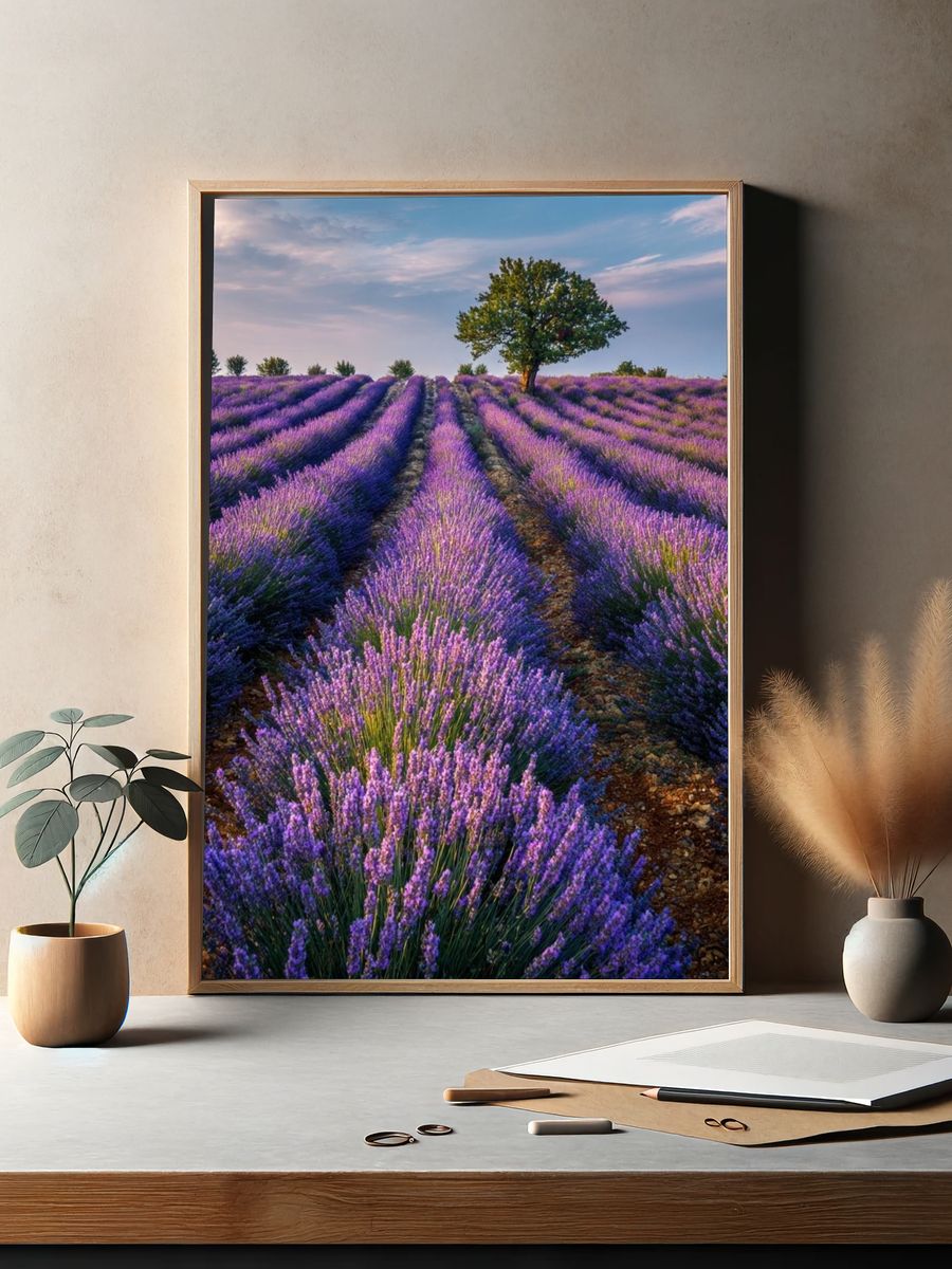 Lavender Field Landscape Poster. — room view 2