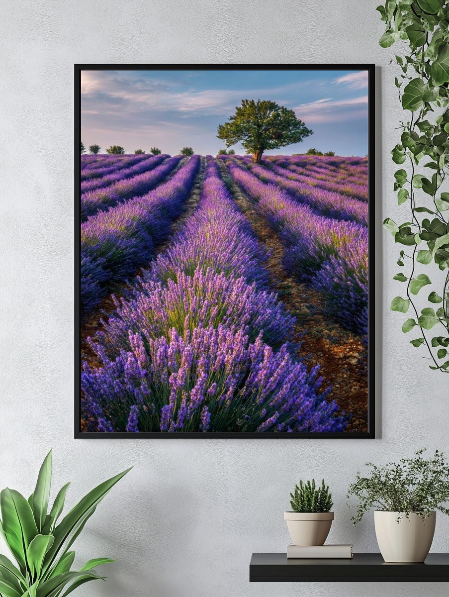 Lavender Field Landscape Poster. — room view 4