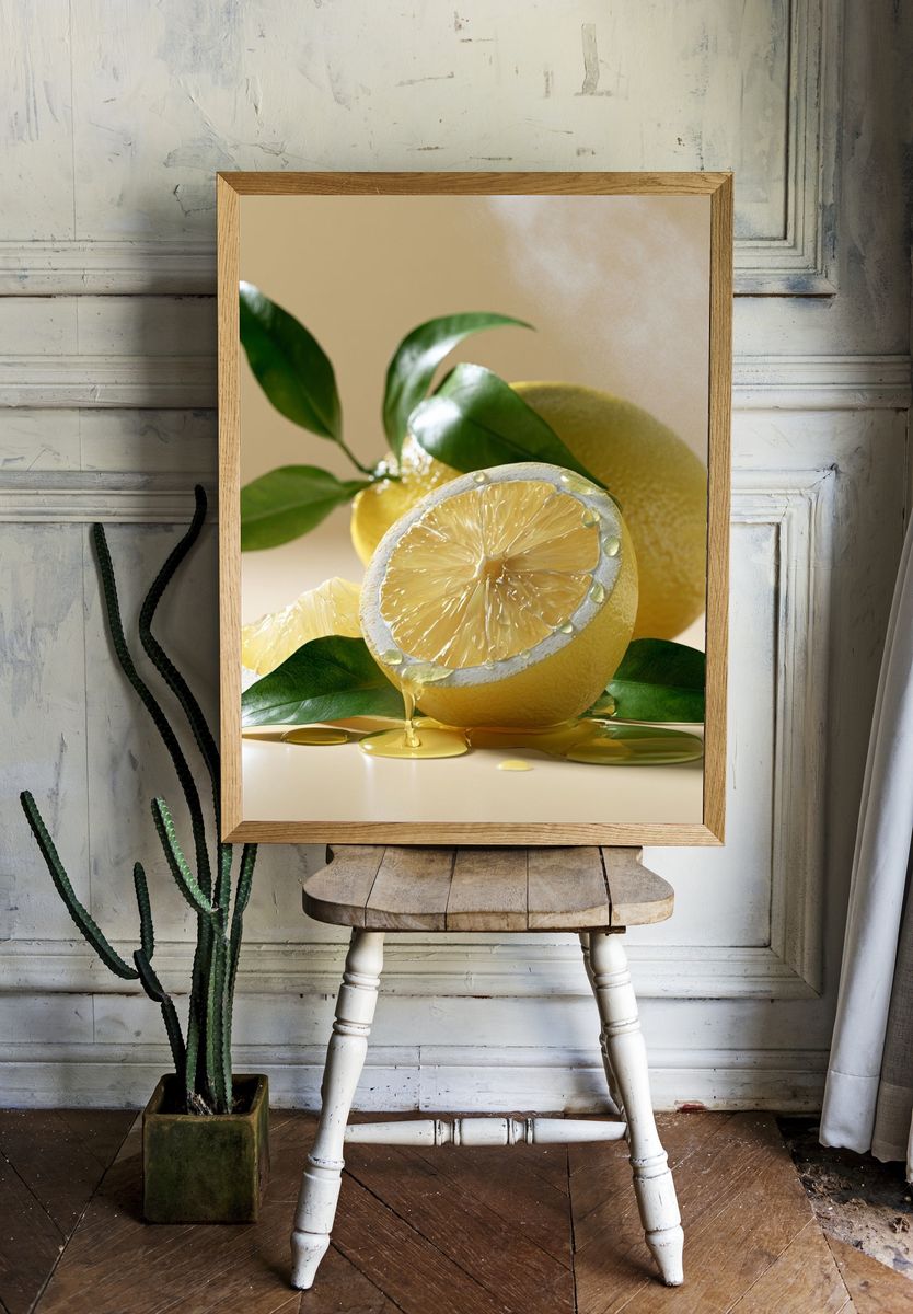 Lemon Still Life Illustration Poster. room preview