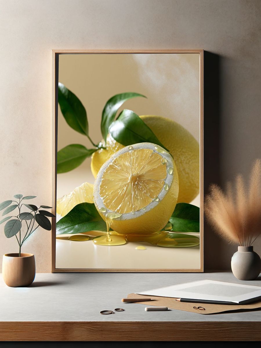 Lemon Still Life Illustration Poster. — room view 2