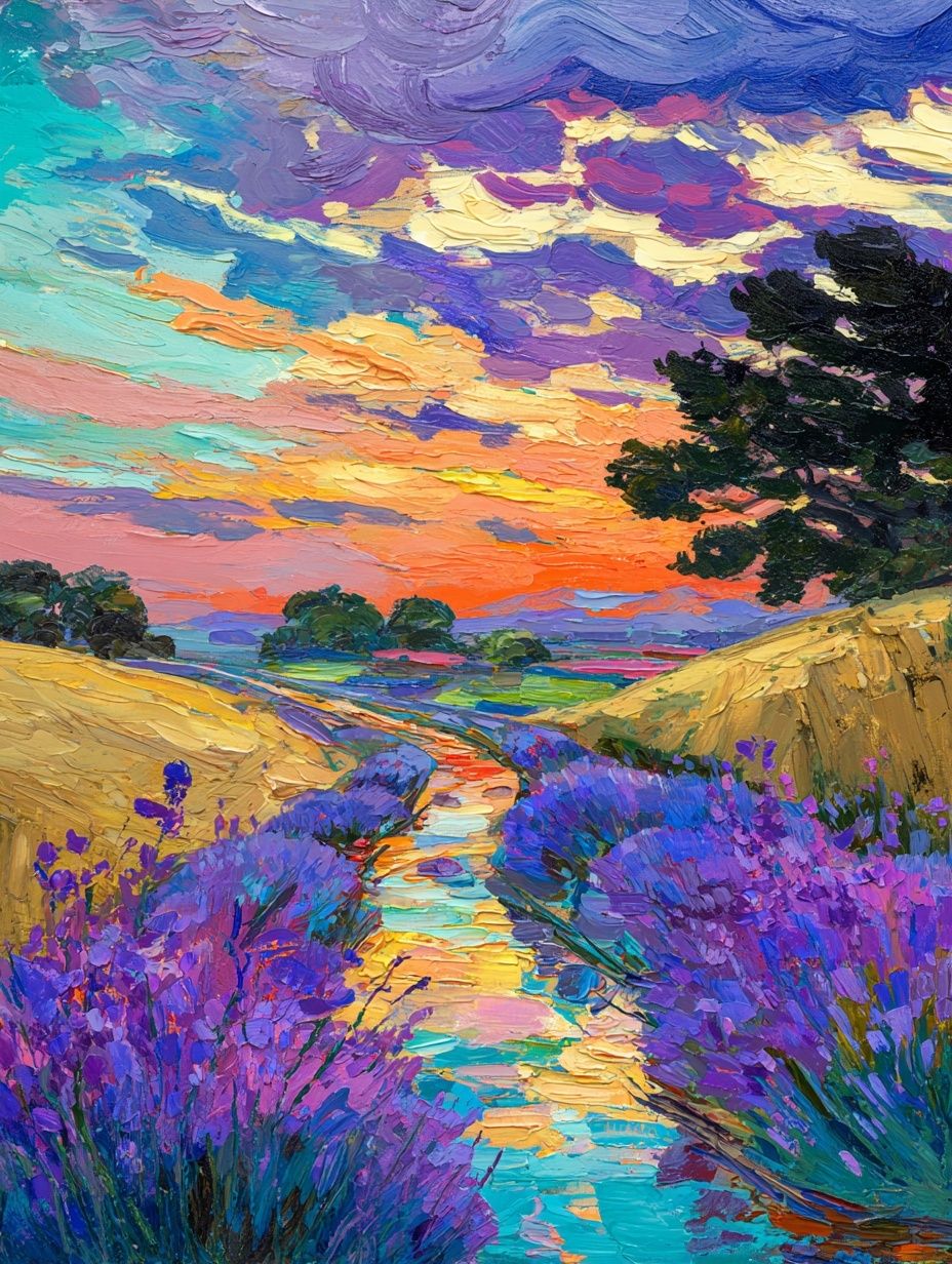 Lavender Fields at Sunset — Fine Art Print. poster — fine-art art