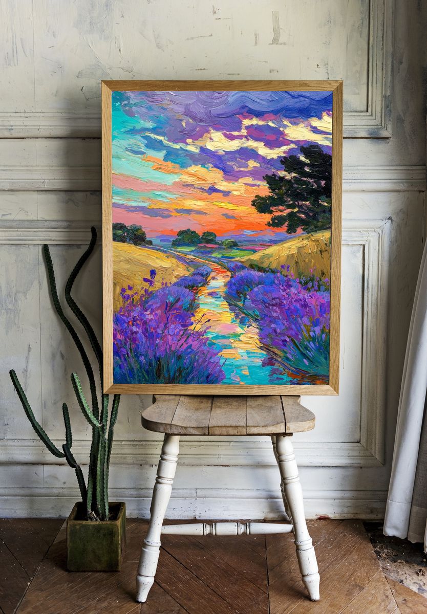 Lavender Fields at Sunset — Fine Art Print. — room view 1