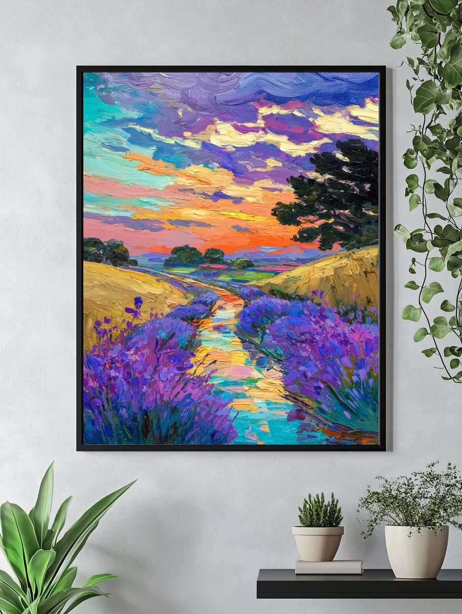 Lavender Fields at Sunset — Fine Art Print. — room view 4