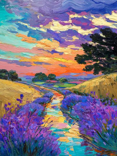 Lavender Fields at Sunset — Fine Art Print. poster print