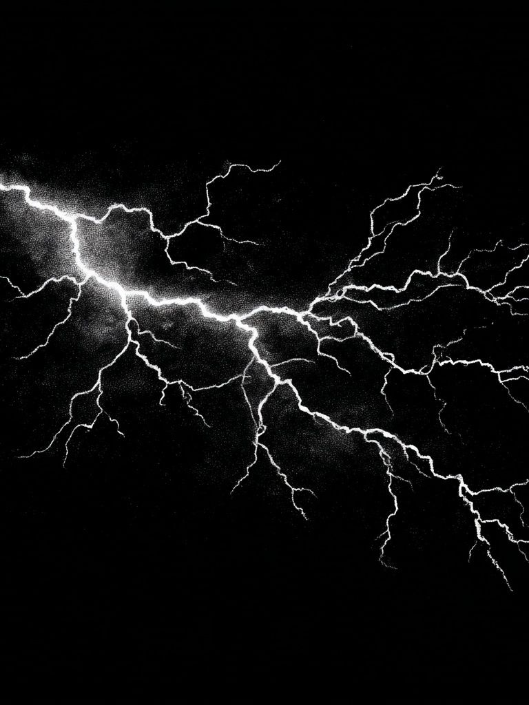 Lightning Strike Black-White Poster. poster detail