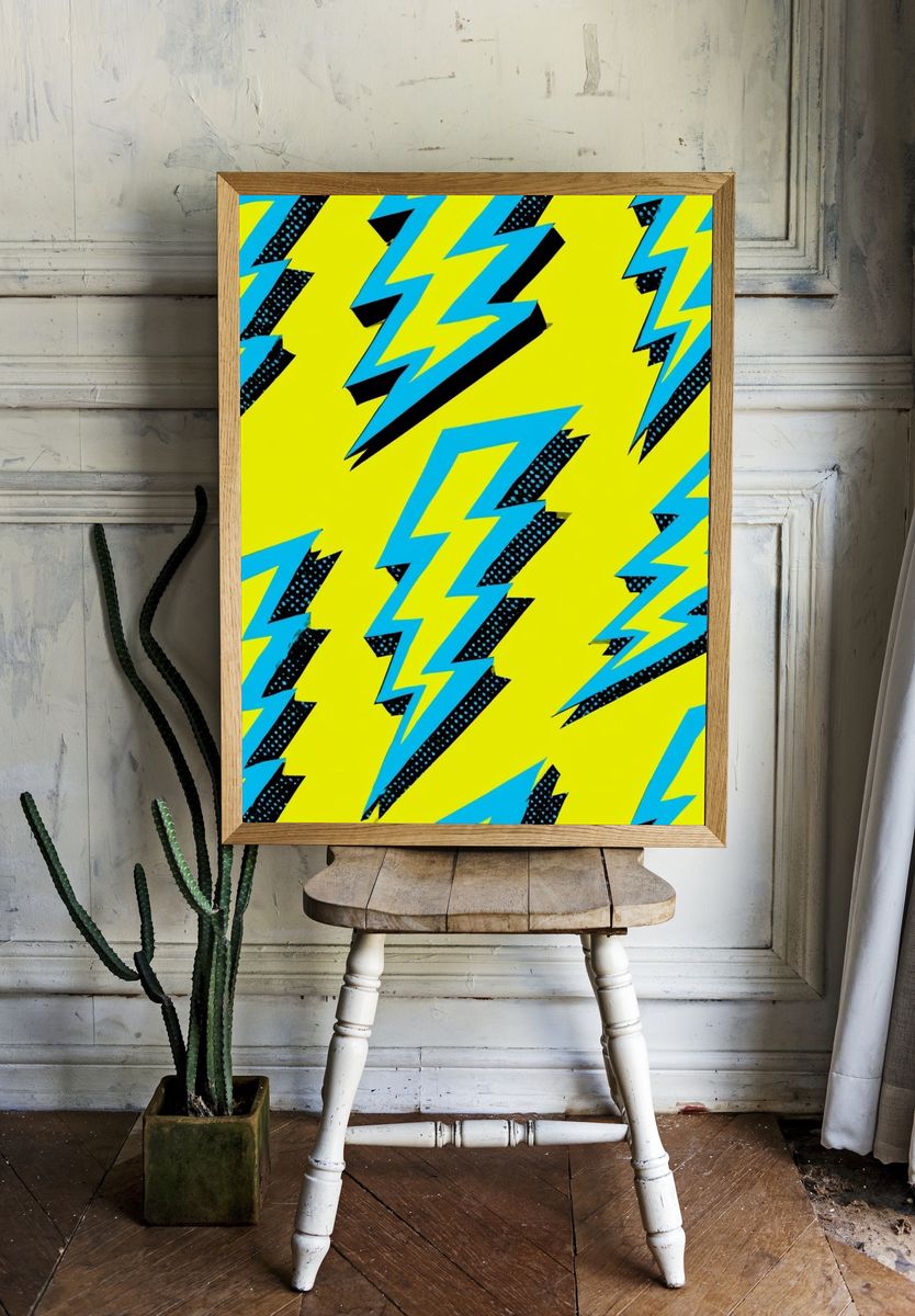 Electric Lightning Pop-Art Poster. room preview