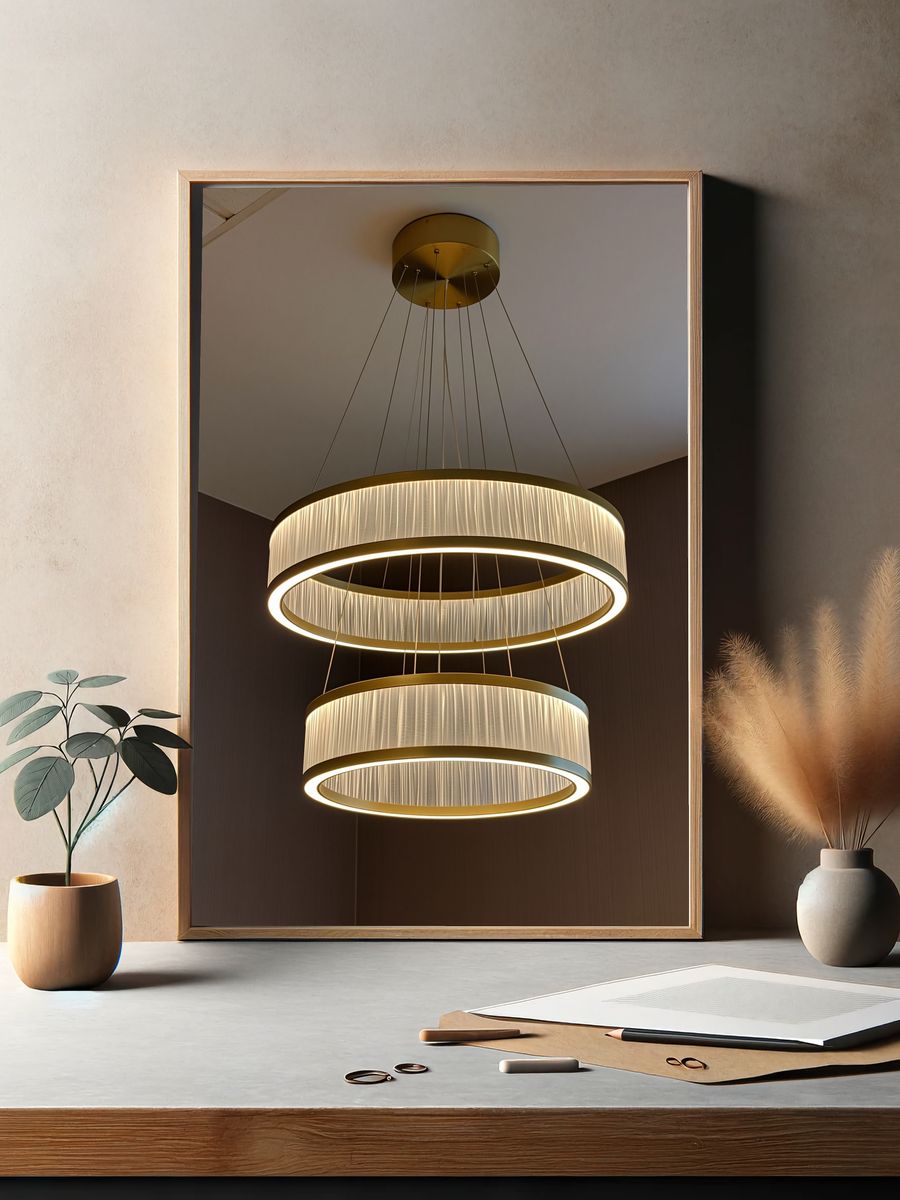 Modern Ring Chandelier Photography Poster. — room view 2
