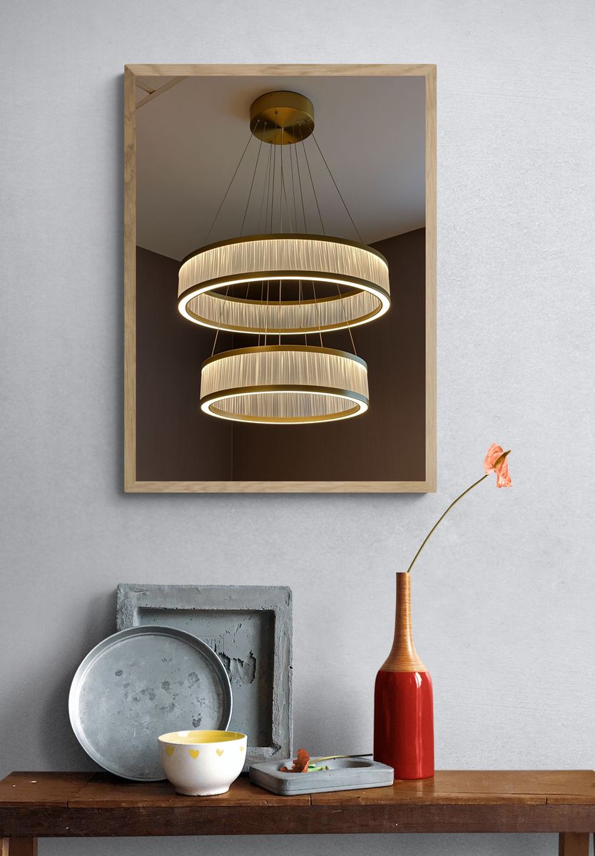 Modern Ring Chandelier Photography Poster. — room view 3