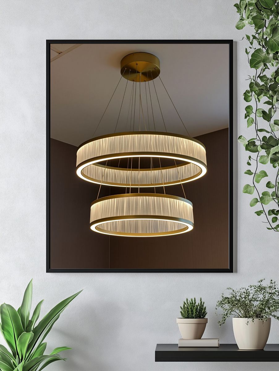 Modern Ring Chandelier Photography Poster. — room view 4