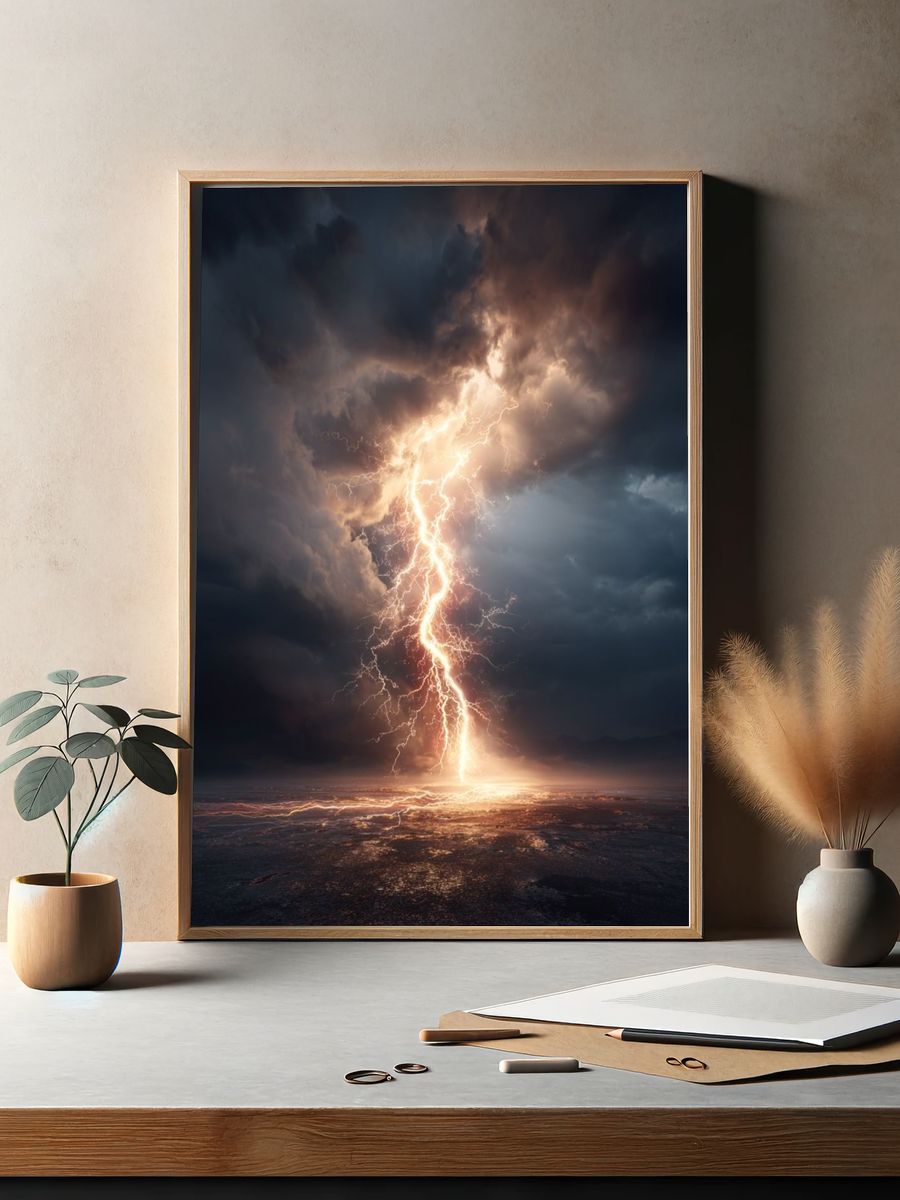 Lightning Storm Photography Poster. — room view 2