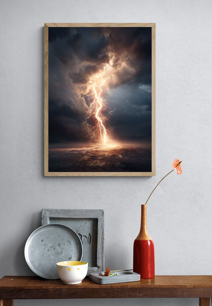 Lightning Storm Photography Poster. — room view 3