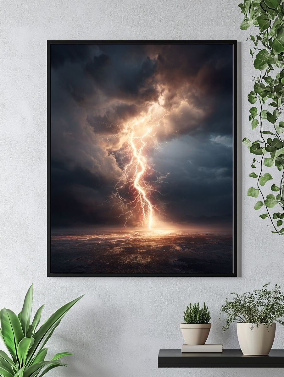 Lightning Storm Photography Poster. — room view 4