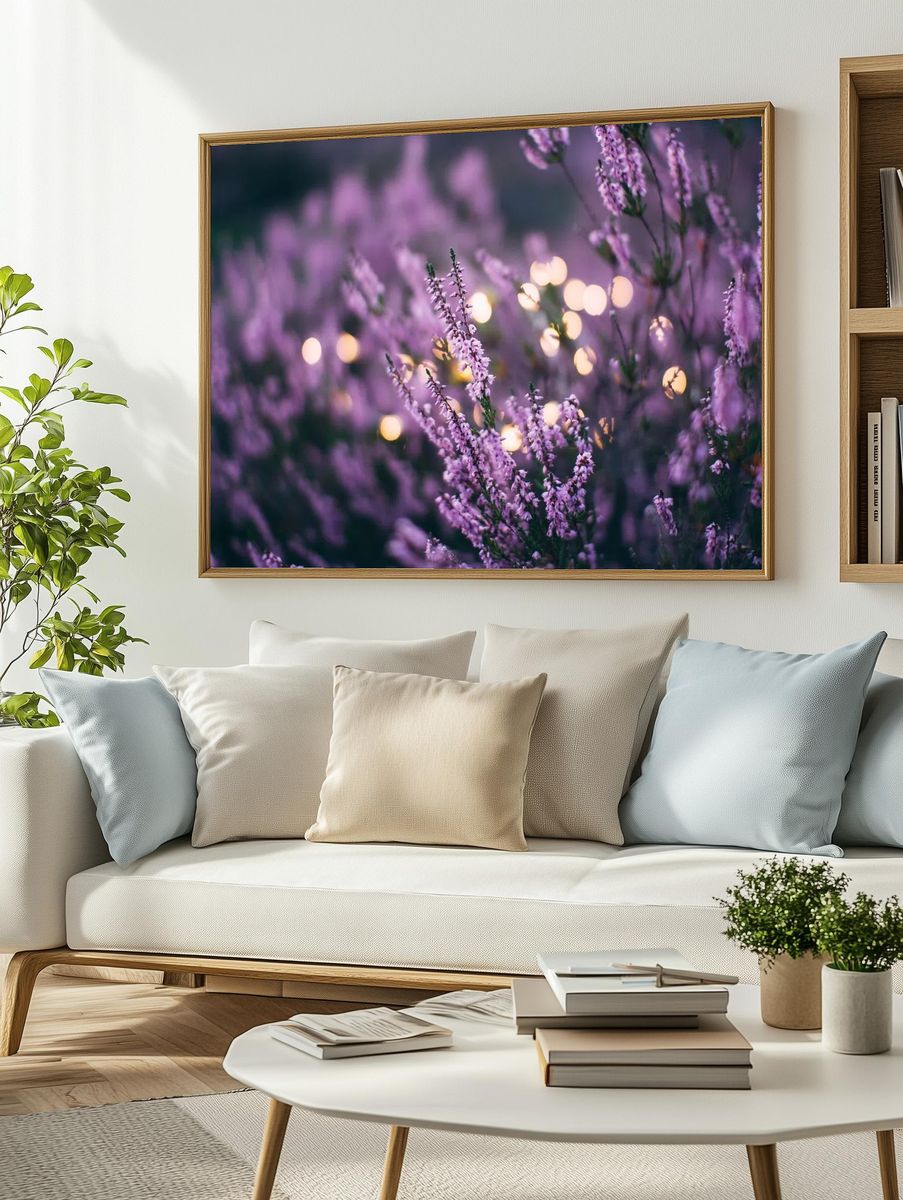 large patch lavender flowers bokeh. — room view 2