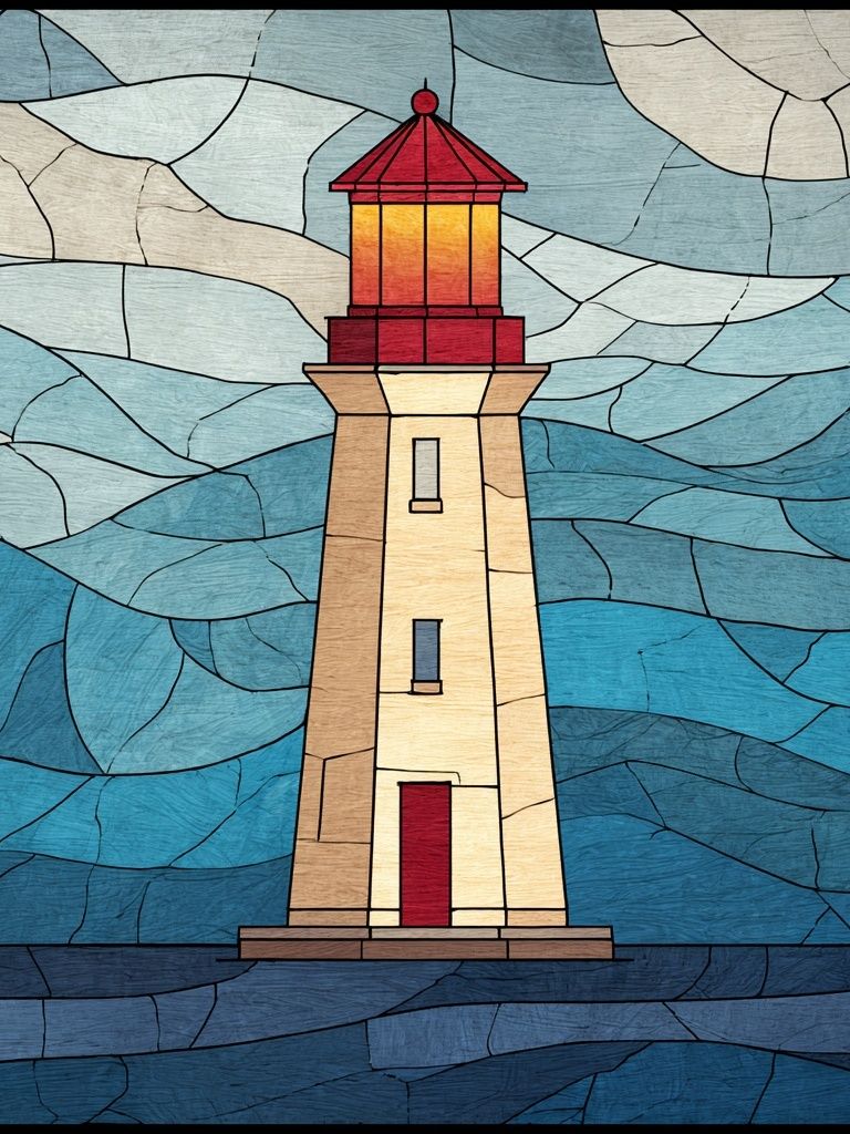 Lighthouse Stained Glass Poster. poster detail