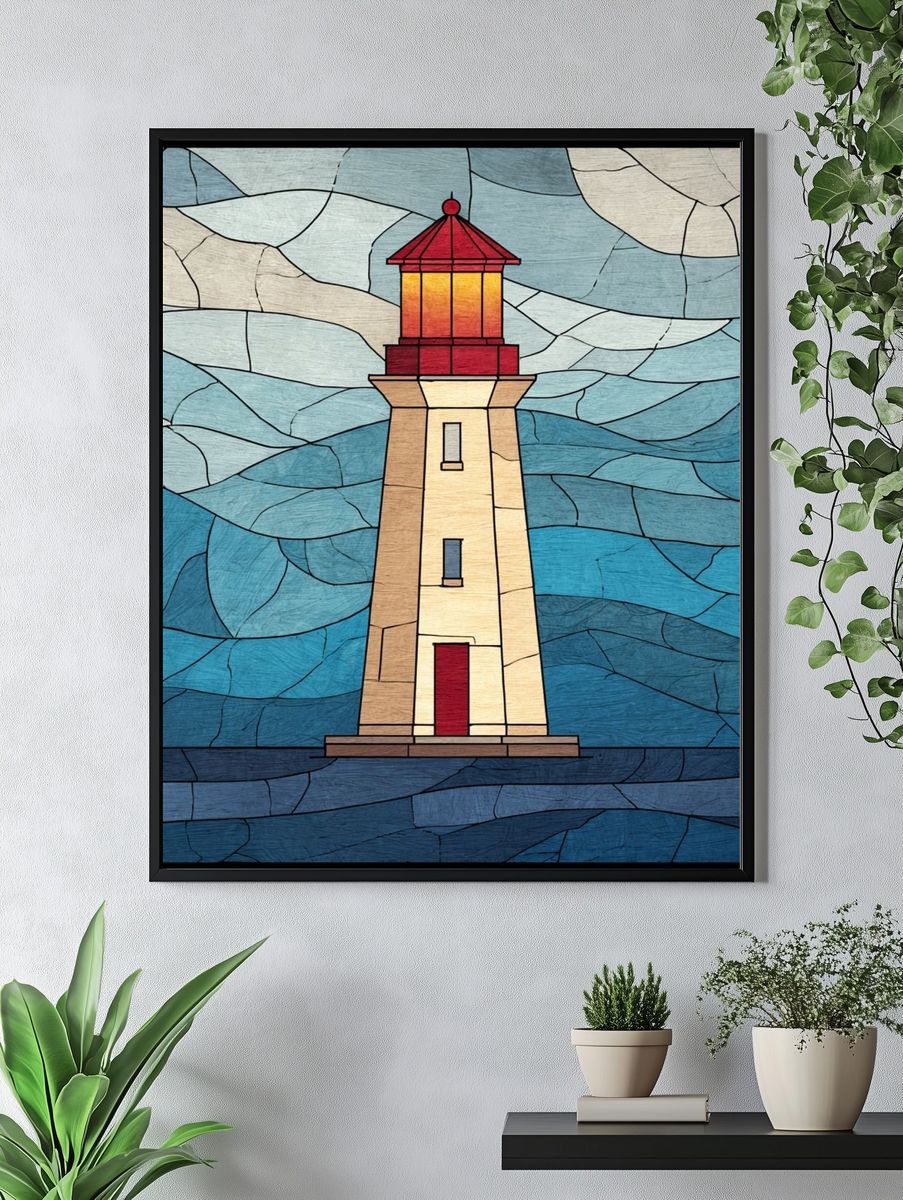 Lighthouse Stained Glass Poster. — room view 4