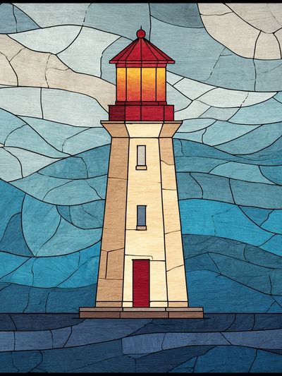 Lighthouse Stained Glass Poster. poster print