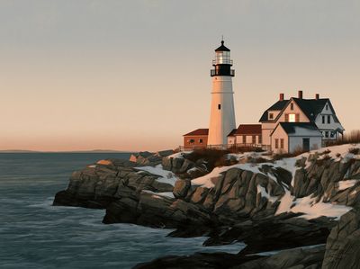 Coastal Lighthouse at Dusk Poster.