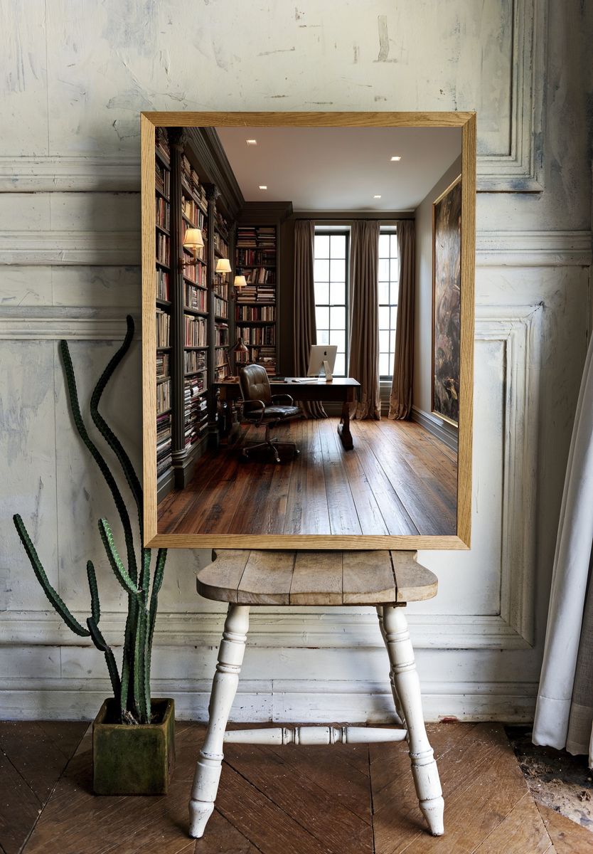 Elegant Library Study Interior Print. — room view 1