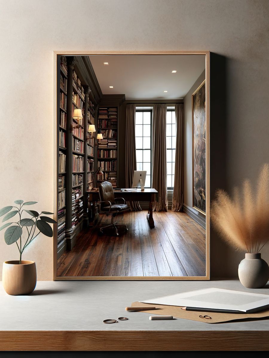 Elegant Library Study Interior Print. — room view 2