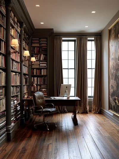 Elegant Library Study Interior Print. poster