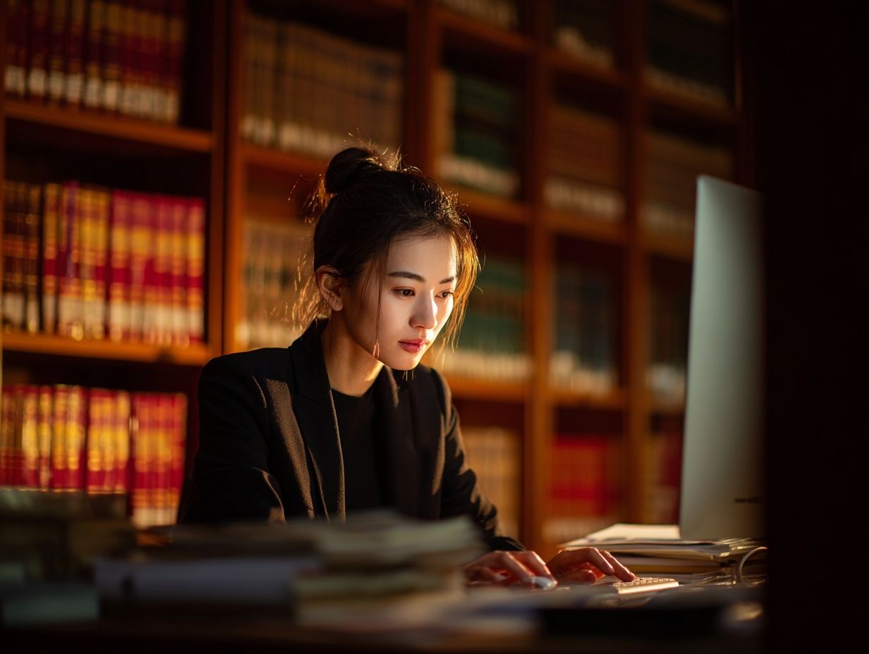 Focused Student in Library — Photography Print. poster detail