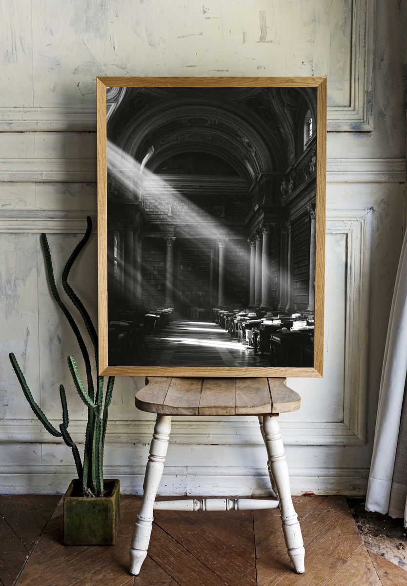 Grand Library Light Beam Poster. room preview