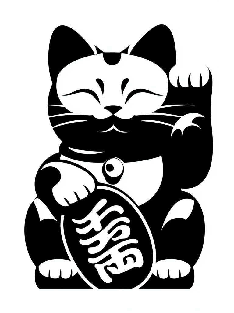 Lucky Cat Ink Illustration Poster. poster — illustration art